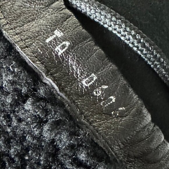 DIOR Boots Sz.9.5 Black Suede Shearling High Heel Pom Pom Drawstrings Fur Trim - Picture 10 of 16